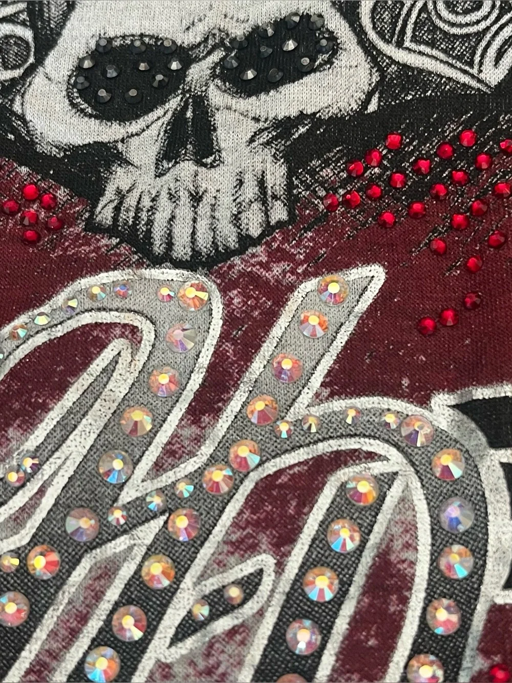 Harley Davidson 3/4 sleeve t-shirt skull rhinestones lace soul of the road S - Picture 4 of 10